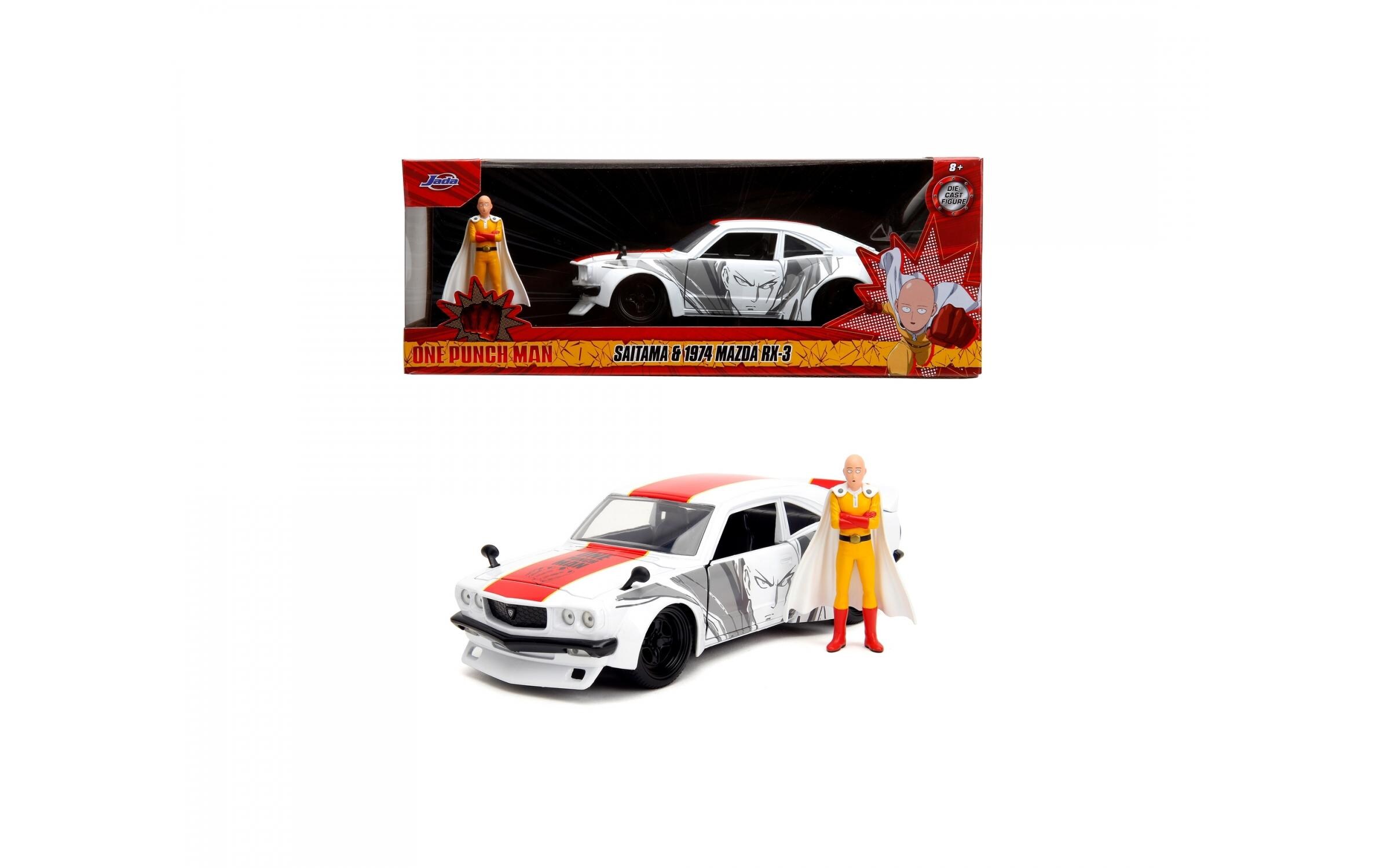 Mazda RX-3 One Punch Man 1:241974 Mazda RX-3 Modellauto mit Saitama Figur