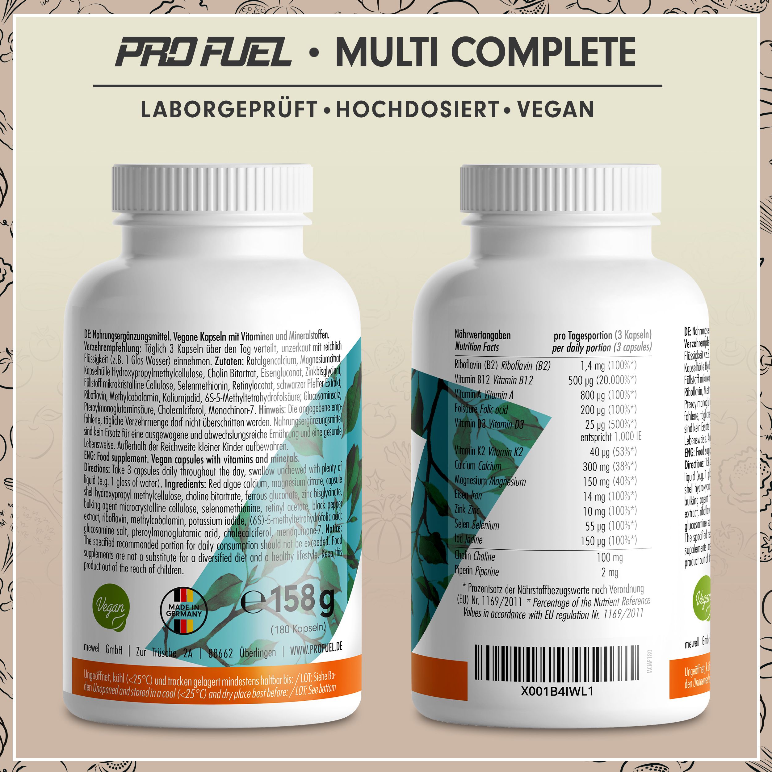 ProFuel - MULTI Complete - Multivitamin- und Mineralstoff-Kapseln - optimal hochdosiert & vegan