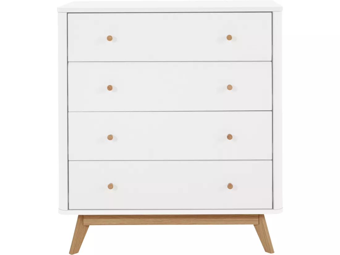 Avery | Commode avec 4 tiroirs en MDF blanc