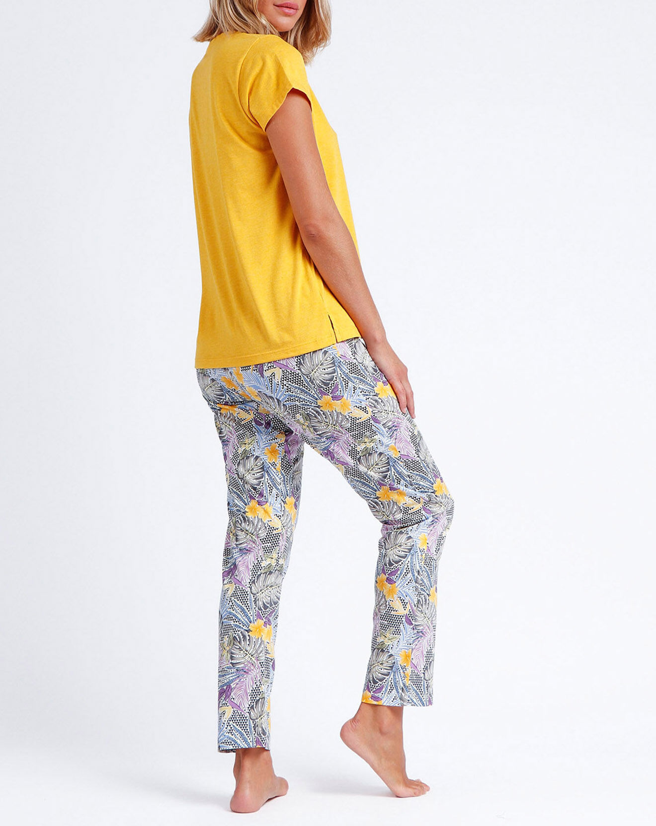 Admas Pyjama Ethnique jungle jaune/gris