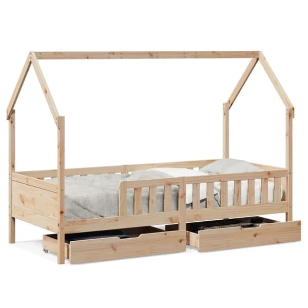 vidaXL Barnesengeramme med skuffer svart 90x200 cm heltre furu