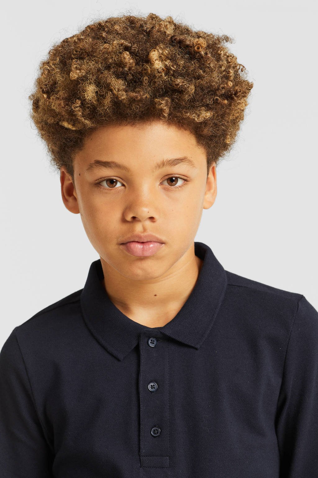 anytime piqué longsleeve polo donkerblauw