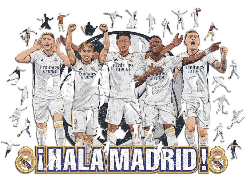 Iconic Puzzle Real Madrid CF - 5 Spieler Offizielles Holzpuzzle, Grösse M