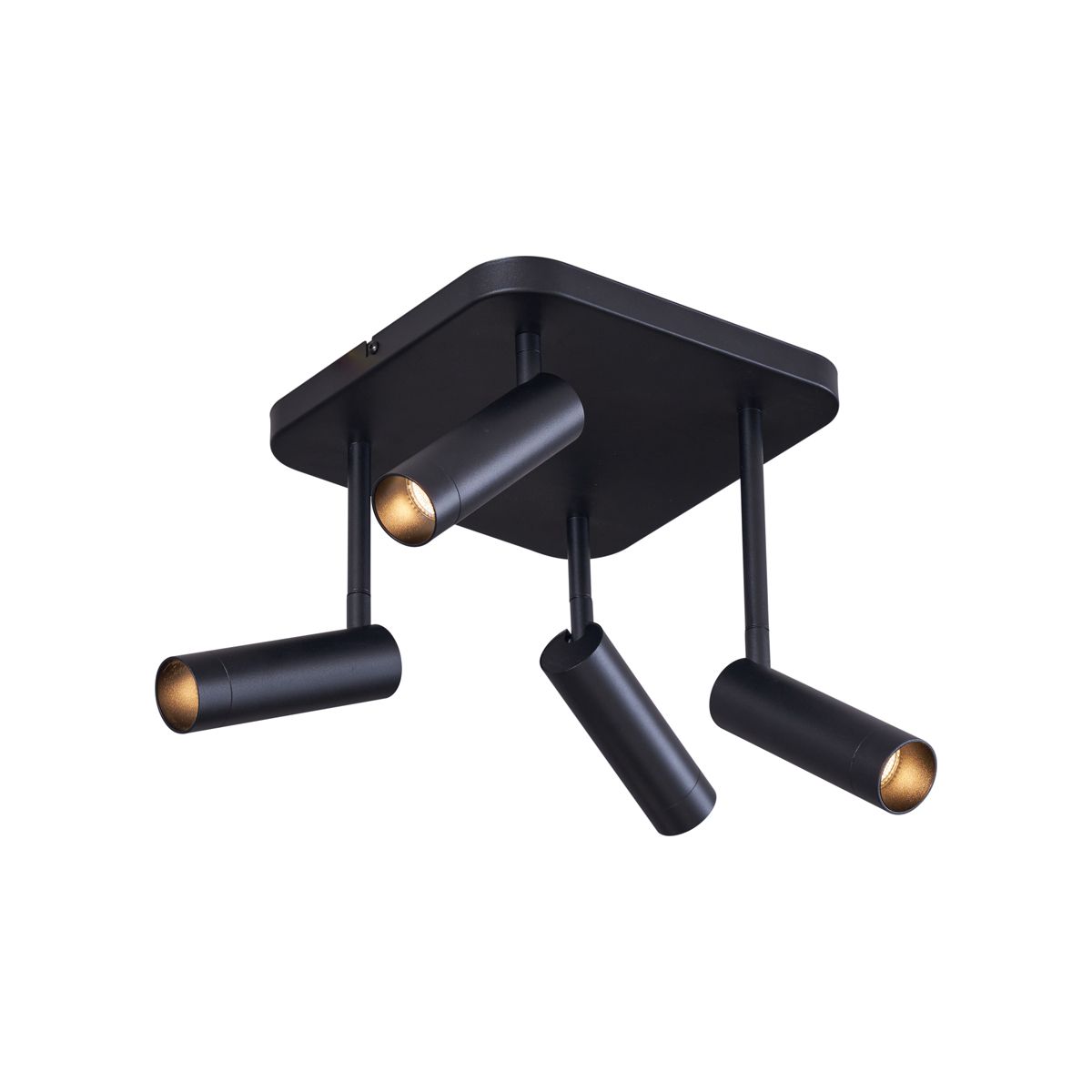 Afgeronde plafondspot zwart GU10 35mm 4-lichts draai- en kantelbaar - Kate