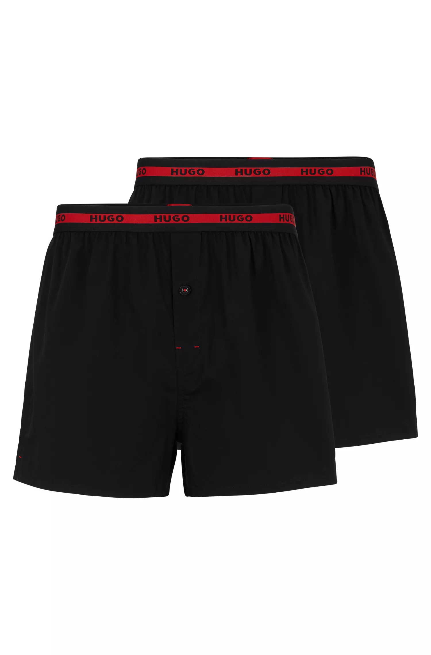 HUGO Vermelho - Pacote com duas cuecas boxer de algodão com cós com logotipo.