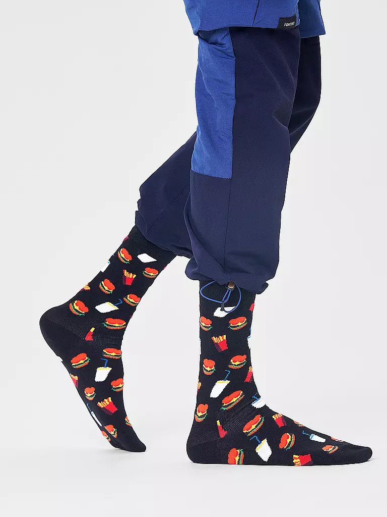 HAPPY SOCKS Damen Socken HAMBURGER 36-40 smu schwarz