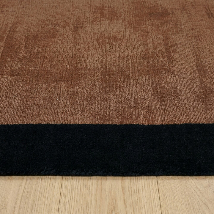 Laagpolig vloerkleed - Lucien Border Roest | Mid-century modern