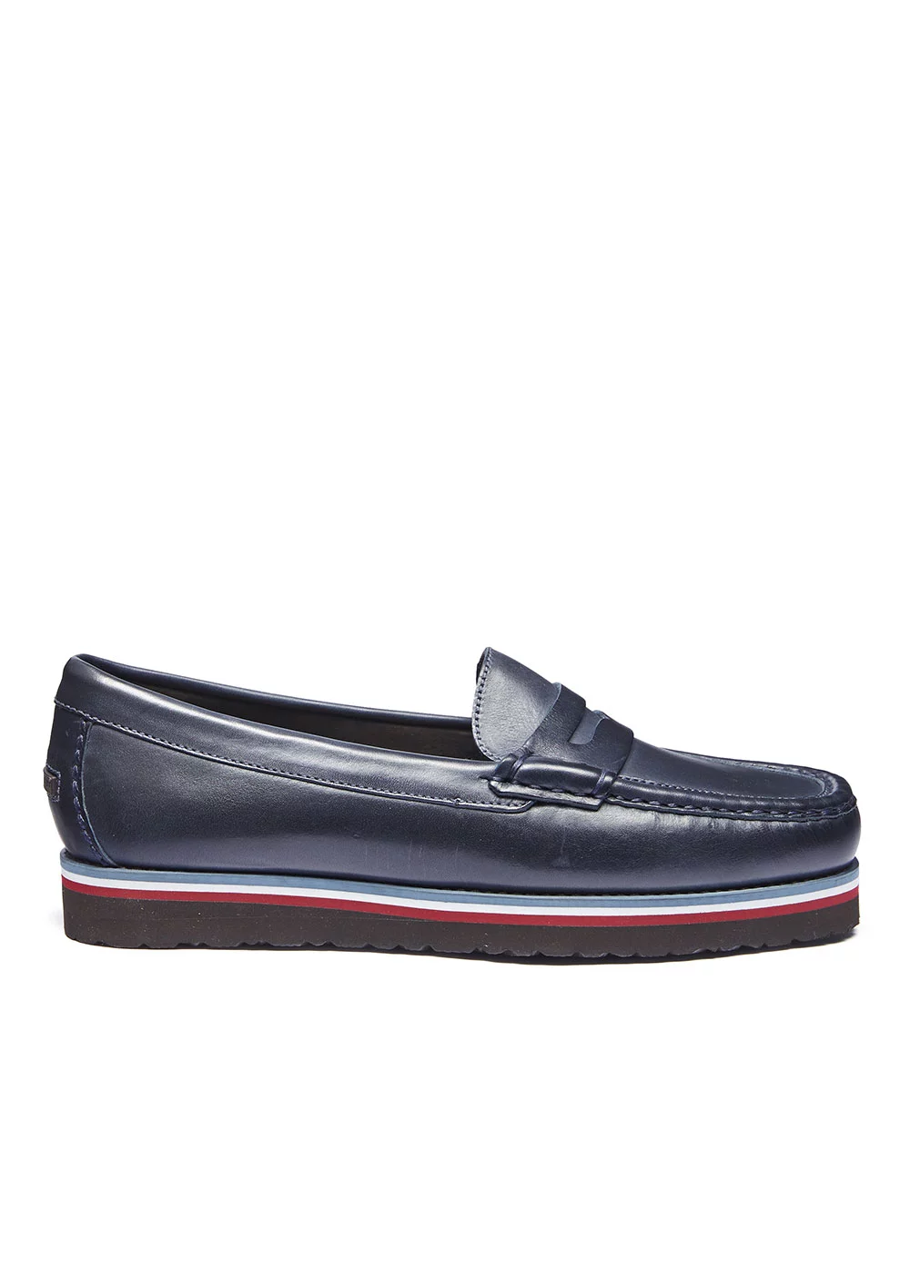 MOCASSIN PLATFORM MOC CUIR NAVY