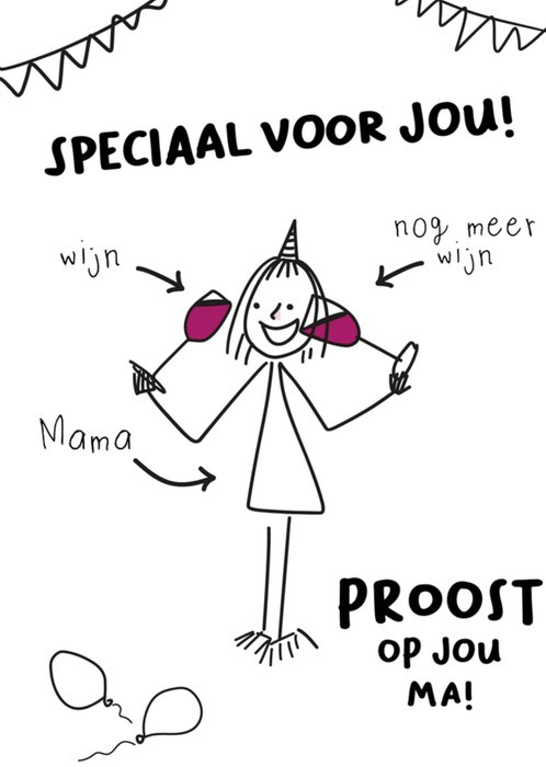 Liefs Jansje | Verjaardagskaart | Kindertekening | Mama