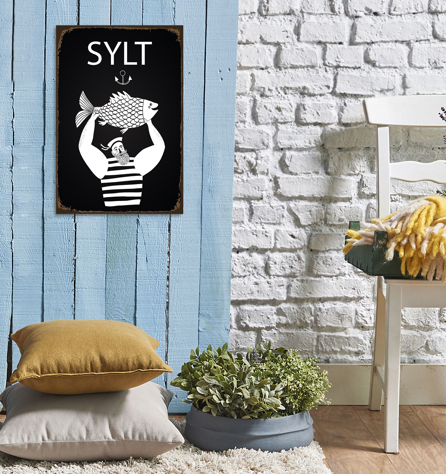 queence Metallbild »Sylter Fischer« Sprüche 1 Stk. tlg.