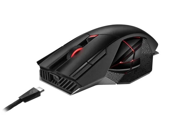 ASUS ROG Spatha X - Mus - højrehåndet - optisk - 12 knapper - trådløs, kablet - USB, 2.4 GHz - sort