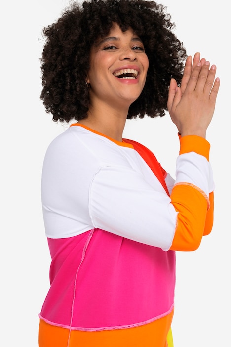 Sweater, Colorblocking-Druck, Rundhals, Langarm