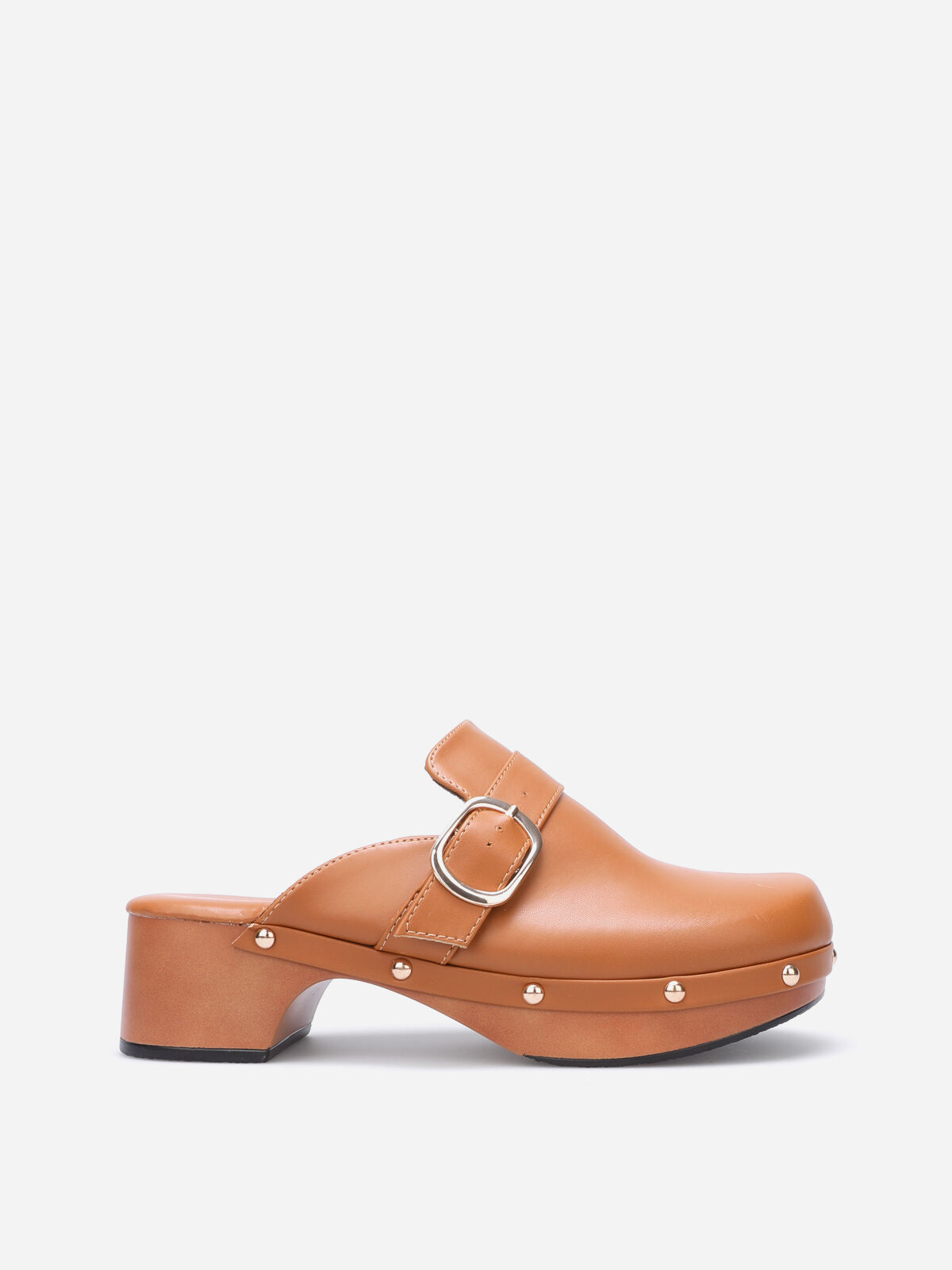 Sabots cloutés en simili- Camel