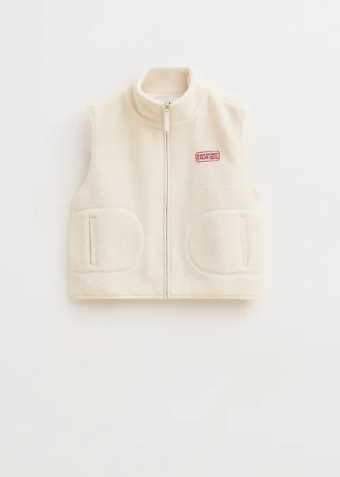 Mouwloos teddy vest off-white (ECRU)