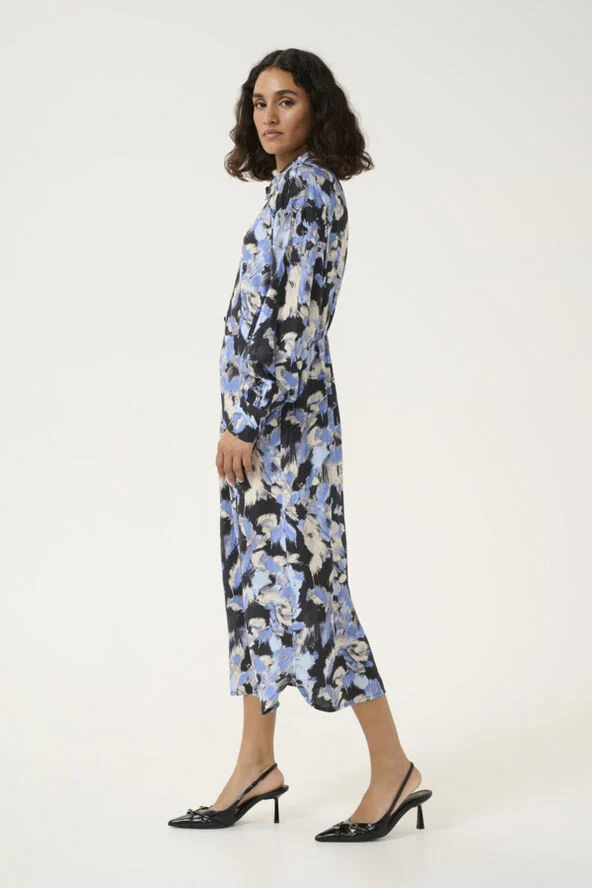 Kaffe KAvictoria Shirt Dress Black/blue graphic strokes