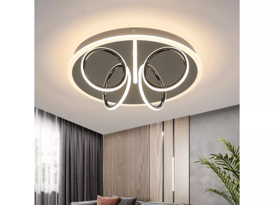 NETTLIFE Plafonnier LED Salon Lumière Blanc Chaud 41W, 3000 K, 43 x 12,5 cm Lampe moderne pour chambre à coucher chambre d'enfant, cuisine couloir