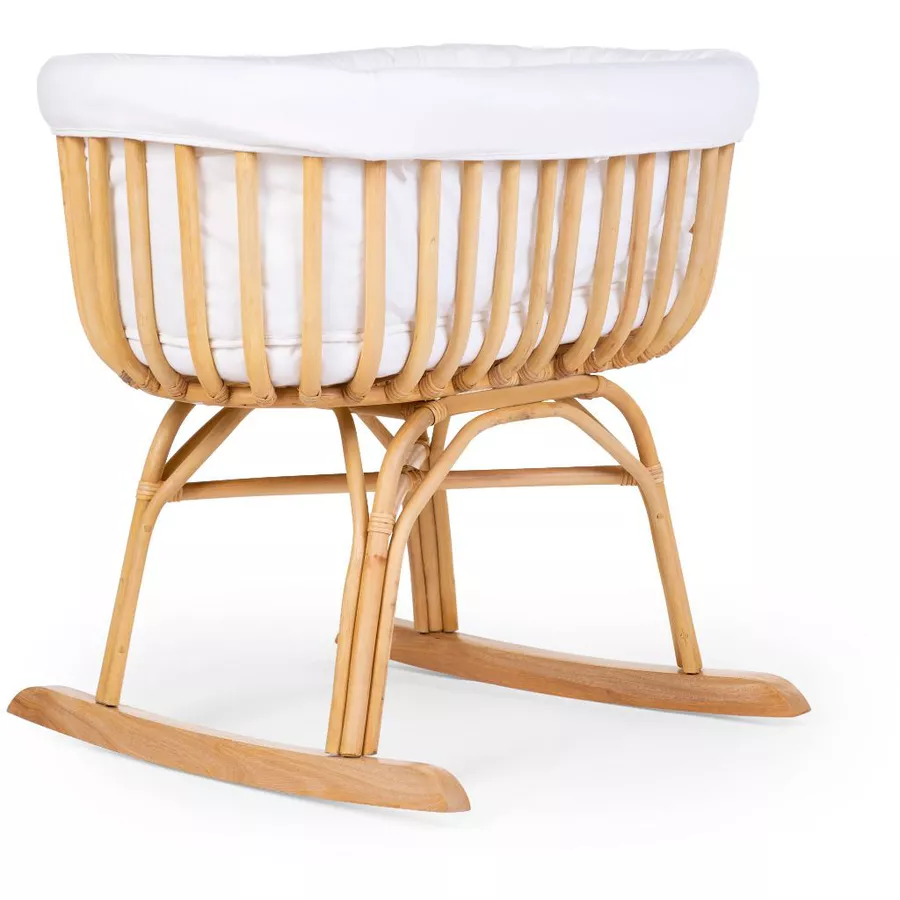 CHILDHOME Wiege Rattan mit Jerseybezug, Matratze und Nestchen