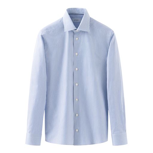 Eton Striped Signature Twill Slim Skjorte, Light Blue, 40