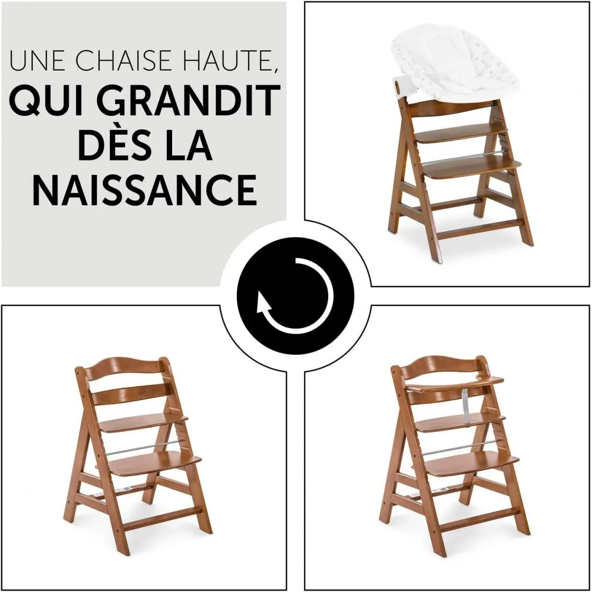 Hauck Chaise Haute Alpha+B Noyer