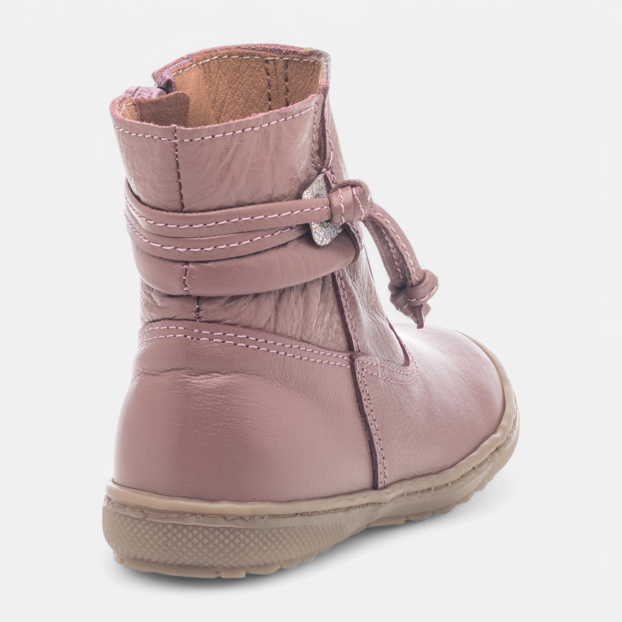 Bottines Fille en cuir rose