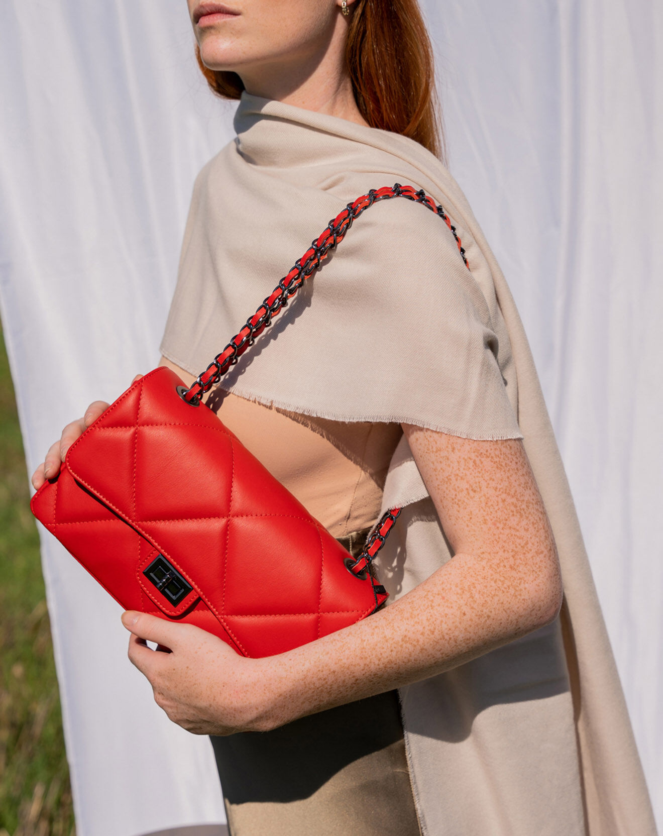 Christian Laurier Sac bandoulière en Cuir Lena rouge - 27x15x8 cm