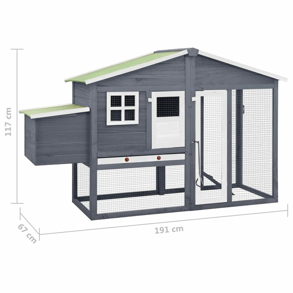 Poulailler avec nichoir 191 x 67 x 117 cm bois de sapin massif gris et blanc