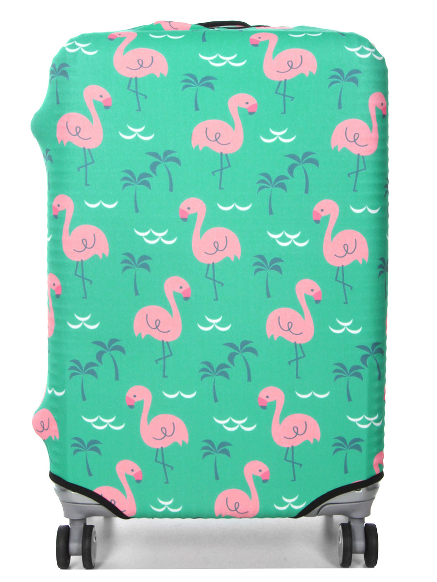 Housse de valise Periea Green with Pink Flamingos M