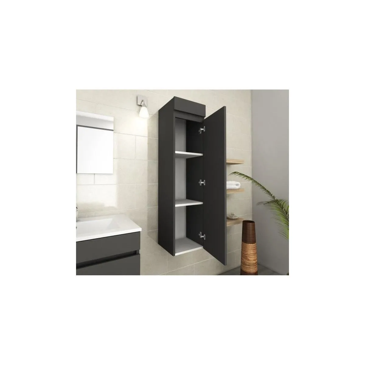 Youdoit Colonne salle de bain Gris mat