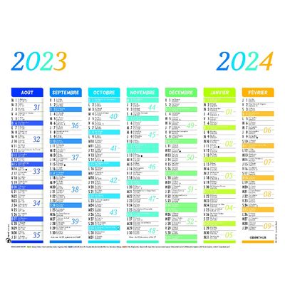 Calendrier Arc en Ciel - 7 mois par face - 21 x 27 cm - Oberthur
