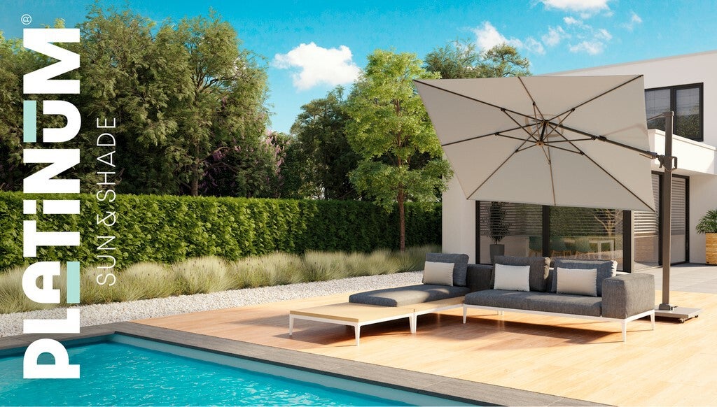 Platinum Outdoorable zweefparasol Challenger zwart 50+UV 300 x 300 cm