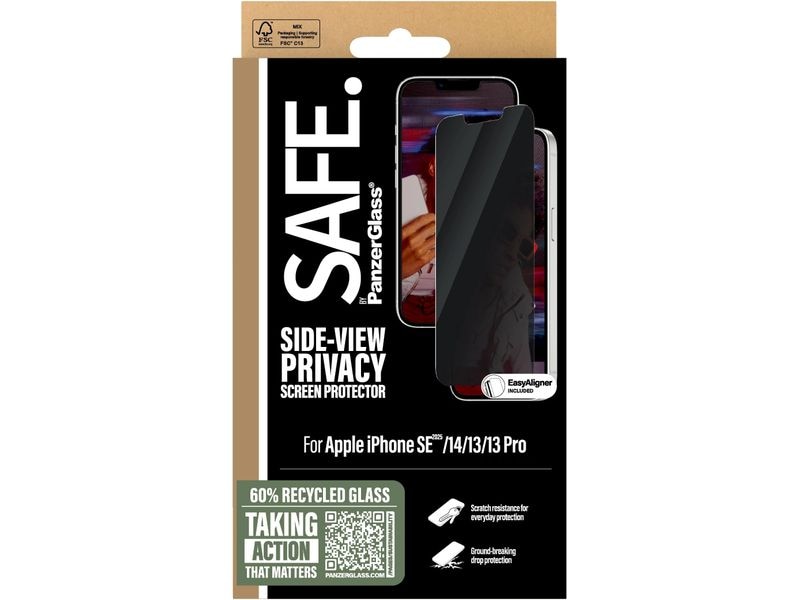 SAFE. Displayschutz Privacy Ultra Wide Fit iPhone 16e/13/13 Display-Schutzfolie für das Apple iPhone 16e/13/13Pro/14