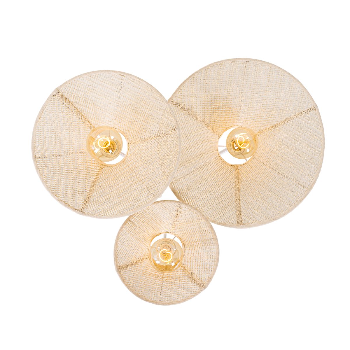 Design plafondlamp wit met stof 3-lichts - Jane