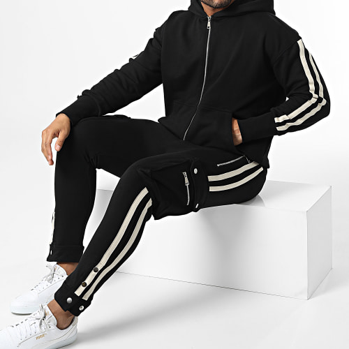 Ensemble De Survetement A Bandes FTK 6195 Noir
