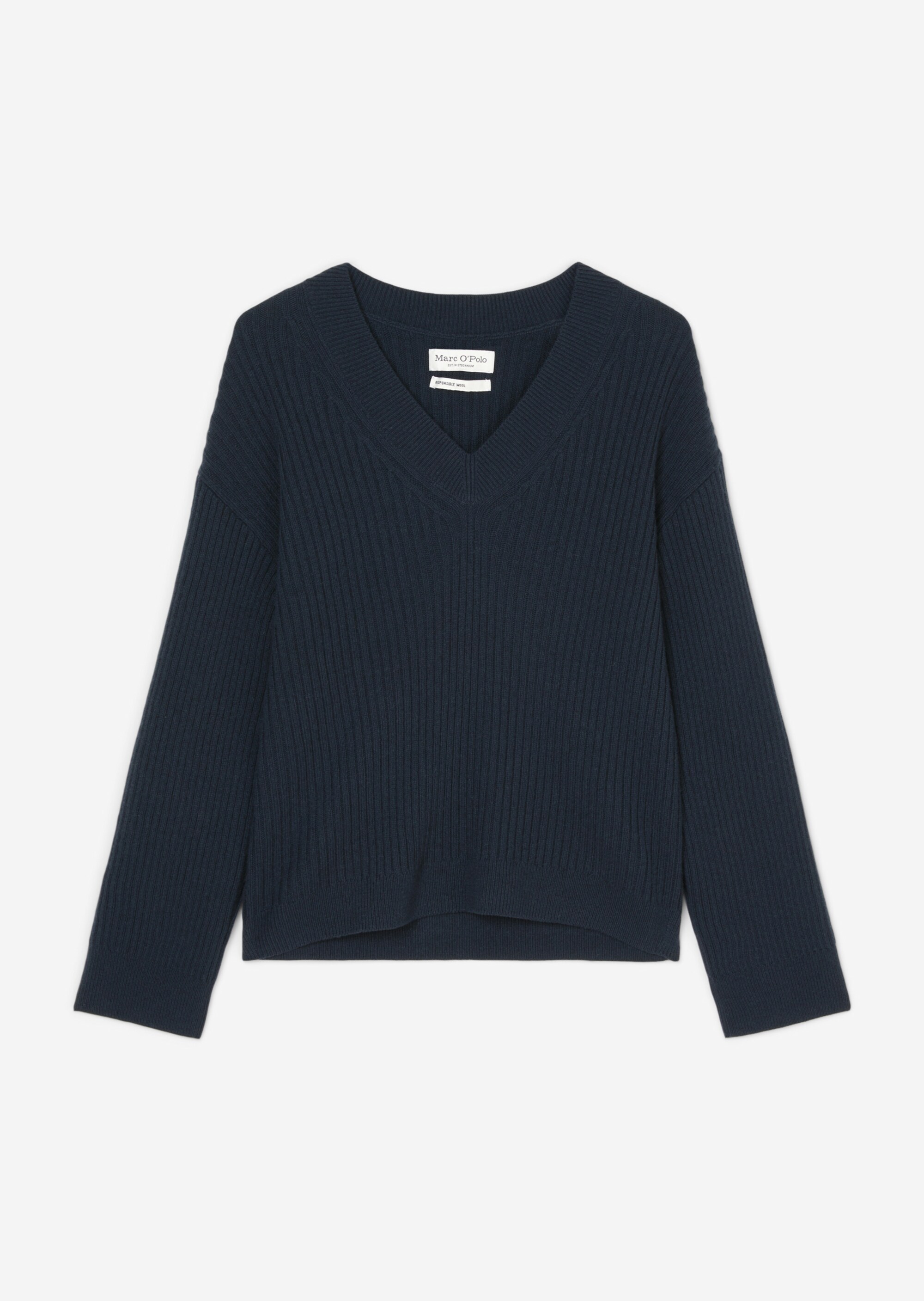 V-Neck-Strickpullover looseaus italienischem Schurwolle-Mix