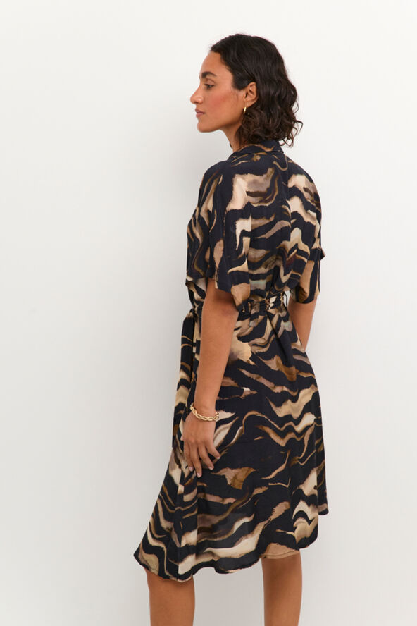 Kaffe KAlaila Dress Black/brown tiger print