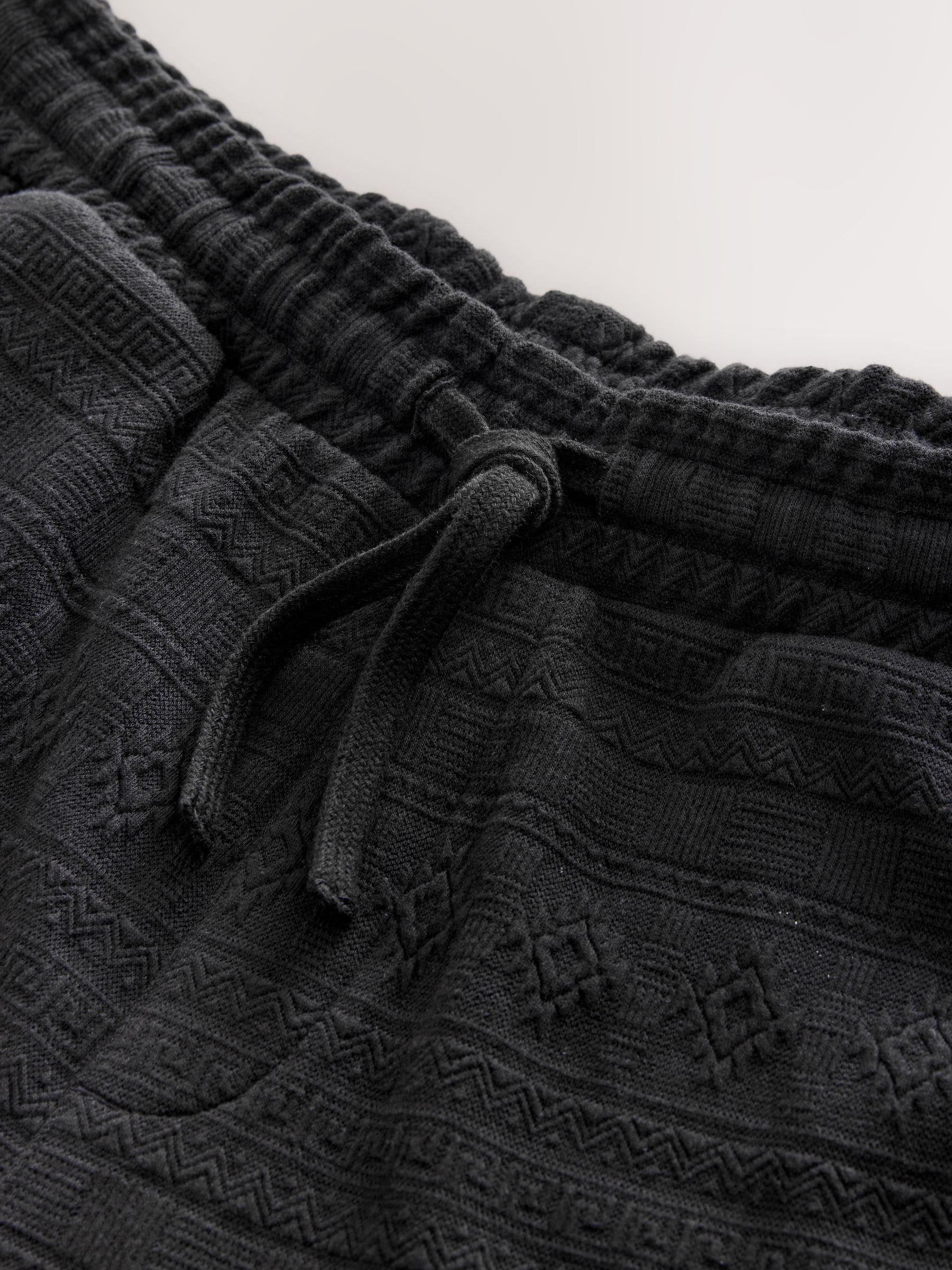 Zwart - Jersey short met textuur