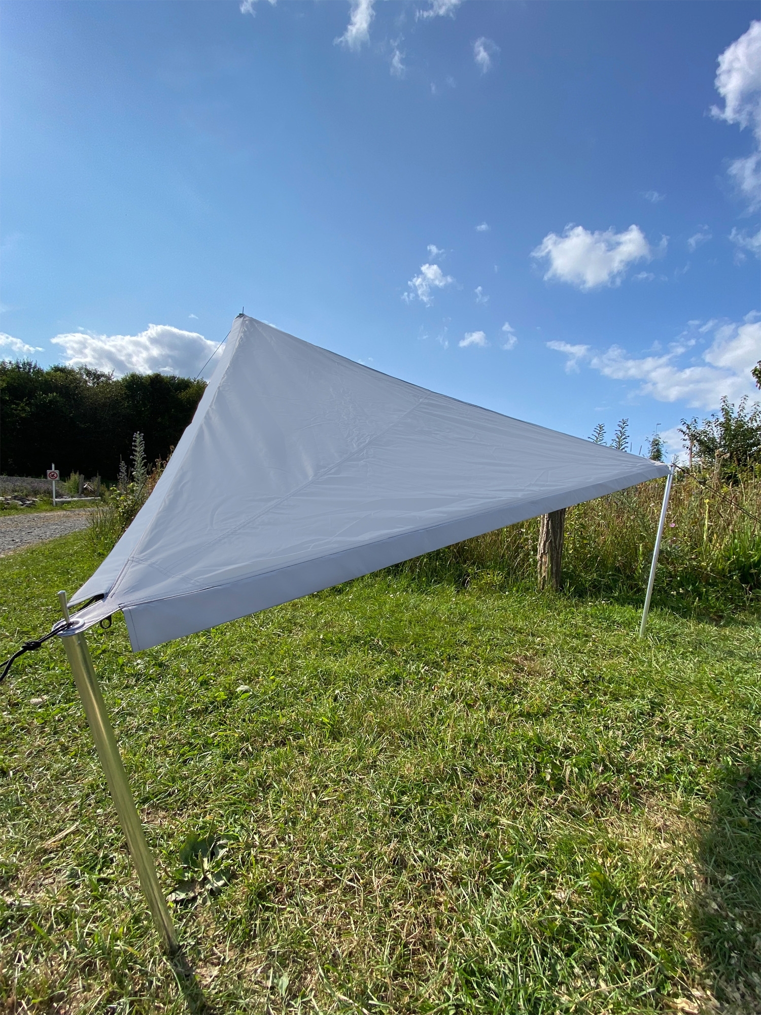 Bent Sonnensegel TC-Zip-Protect Canvas Single aus Baumwoll-Mischgewebe mit Reißverschluss-Abdeckklappen grau