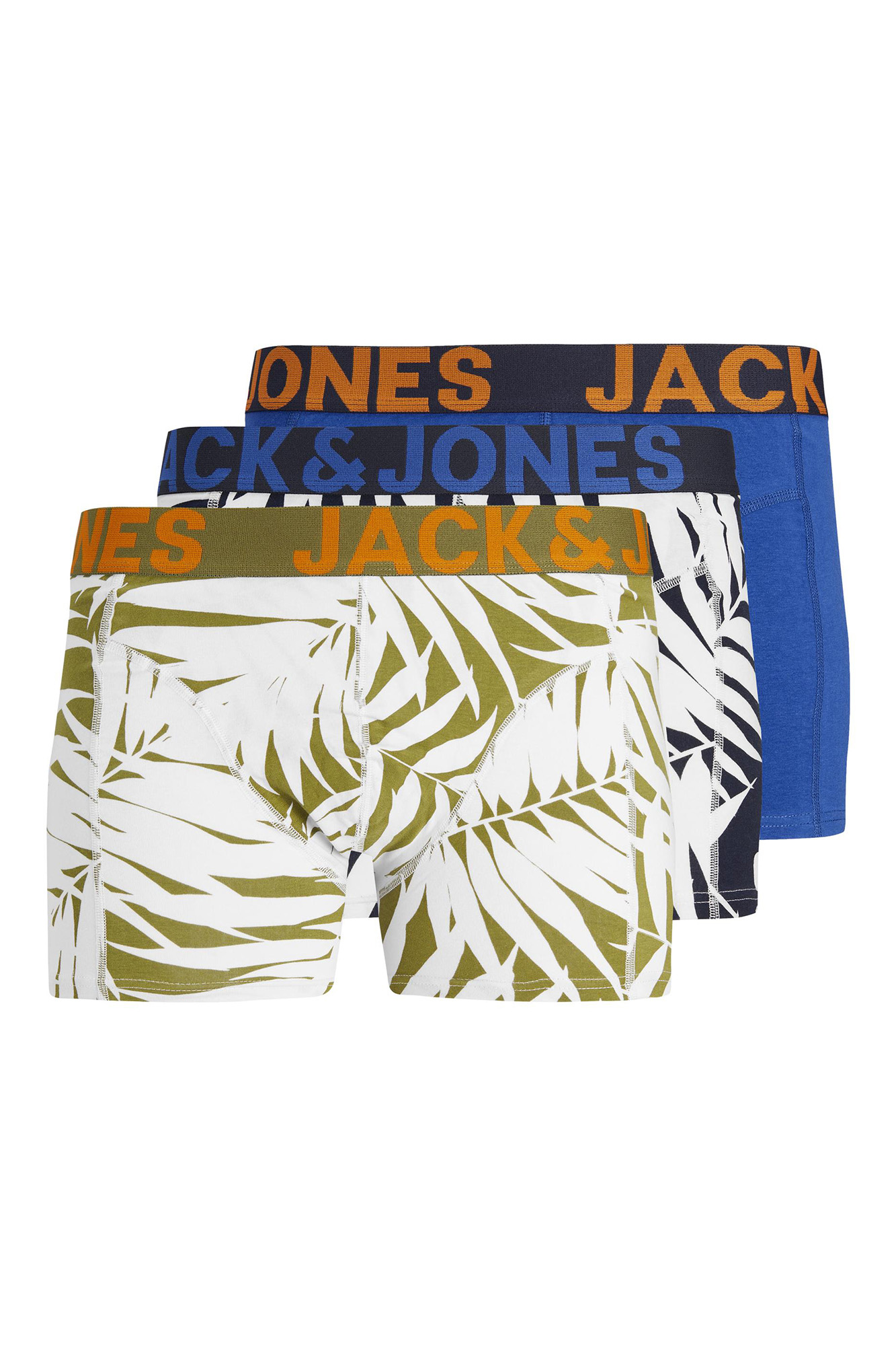 Pacote com 3 cuecas boxer de algodão com estampa de folhas
