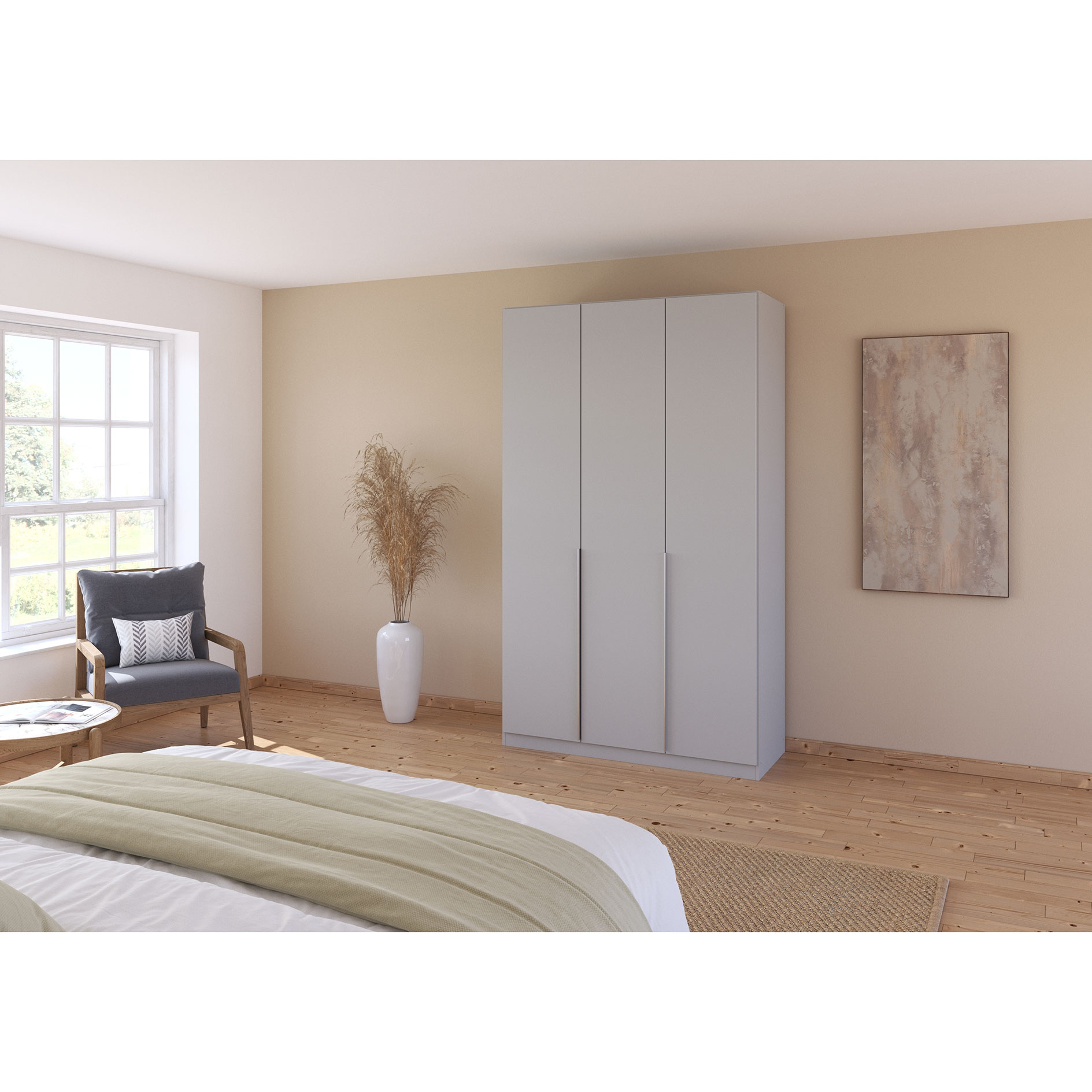 Drehtürenschrank - seidengrau - 3-türig - 136x229 cm