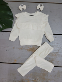 Velvet ruffled set - wit