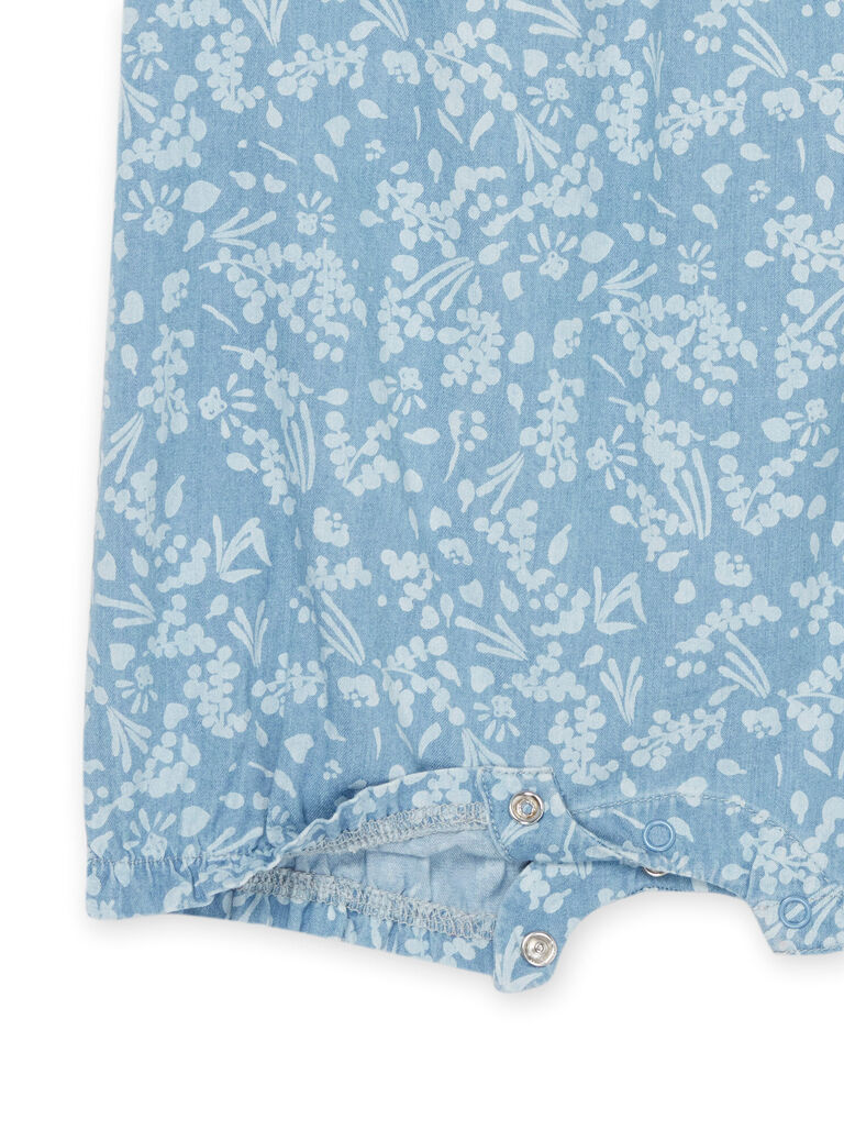 Barboteuse chambray clair à imprimé fleuri