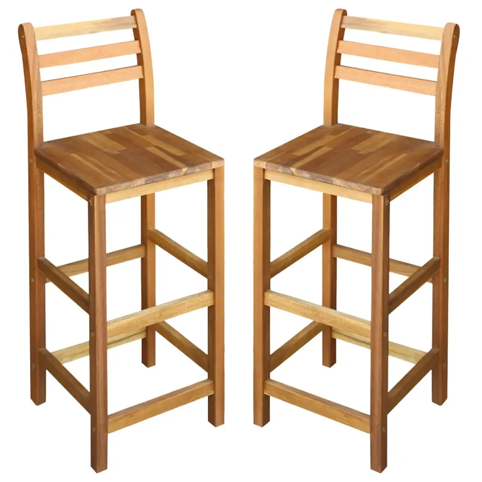 vidaXL - Barstoel - Bruin - Acaciahout - 2 stuks