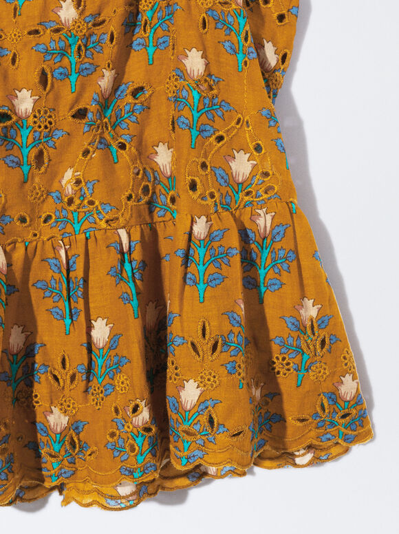 Blusa estampada com bordado - Amarela