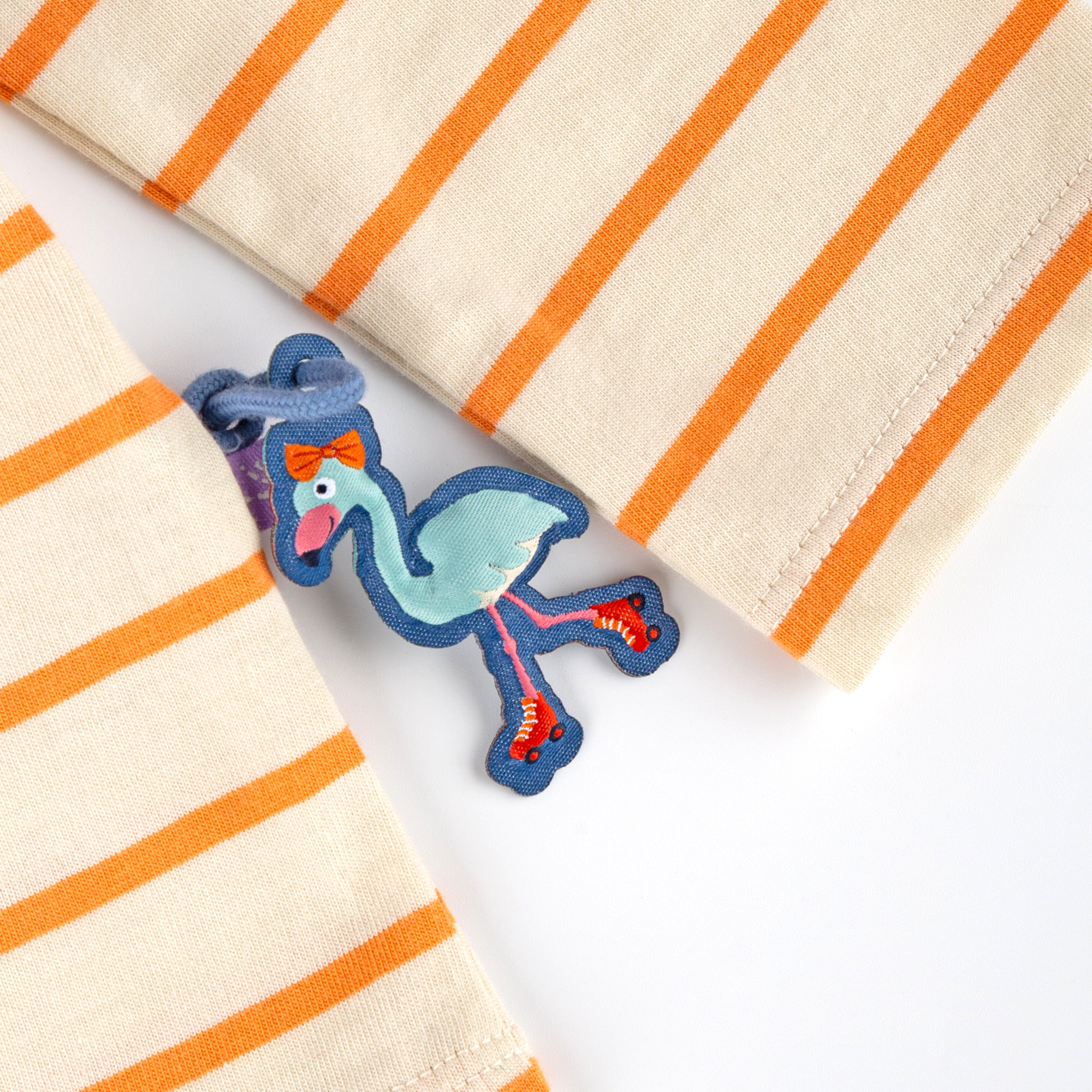 Langarmshirt M - SKATING FLAMINGO gestreift in orange