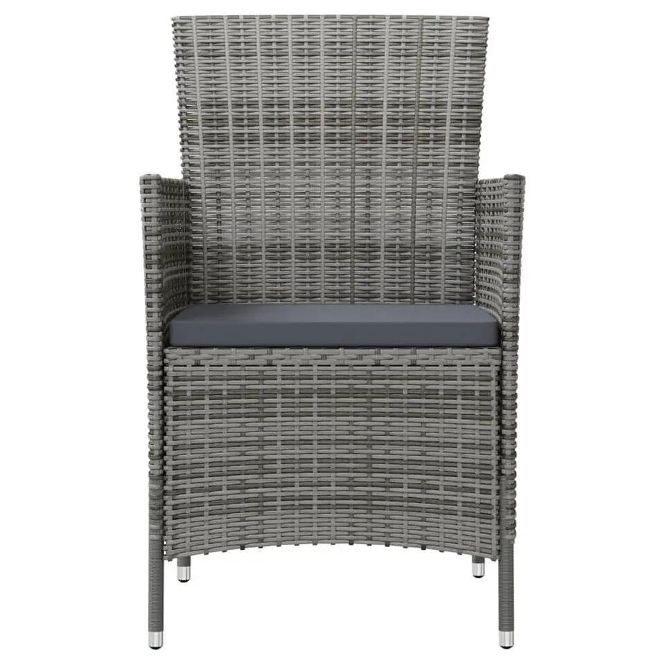 vidaXL - Tuinset - Grijs - Poly rattan - 3 stuks - Met kussens