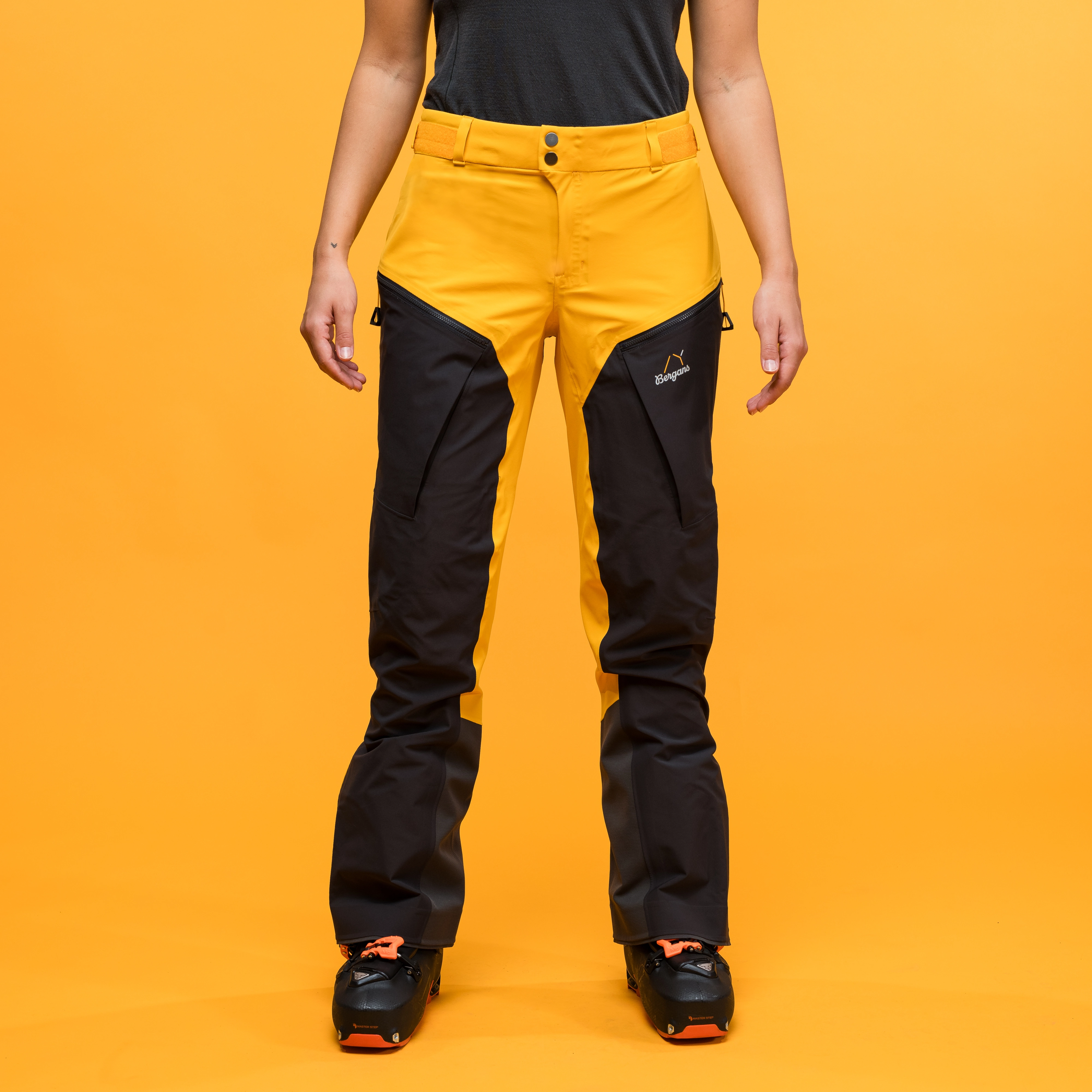 Y MountainLine Hybrid Softshell Pants Women Mango Yellow / Dark Shadow Grey