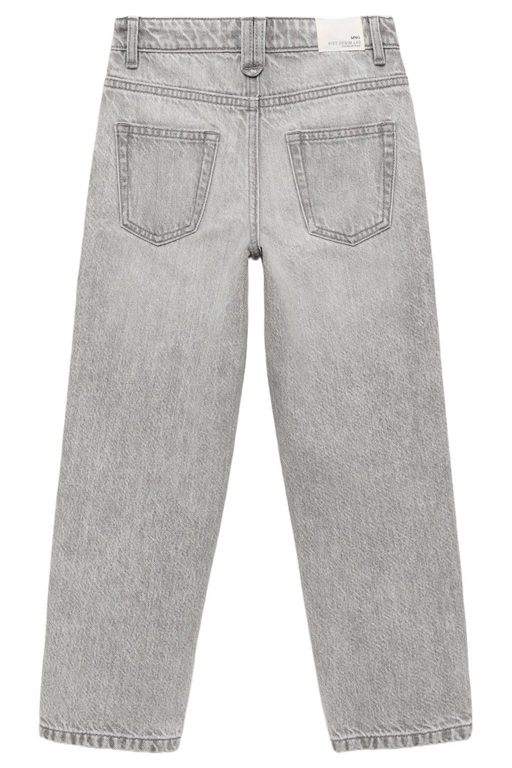 Mango Kids straight leg jeans lichtgrijs