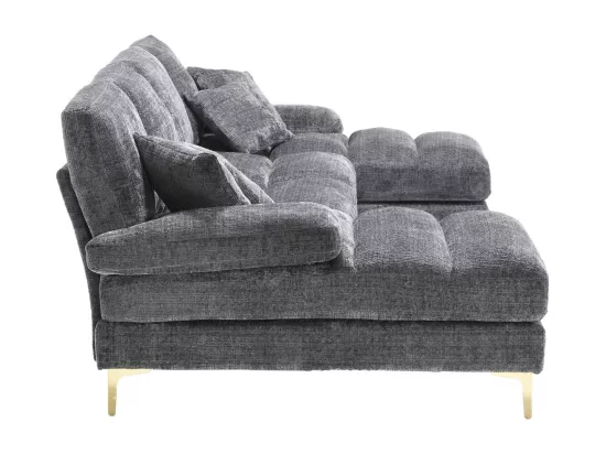 Canapé d'angle 4 places, 272x136x88cm,Grand canapé en forme de U, moderne, en tissu chenille, gris