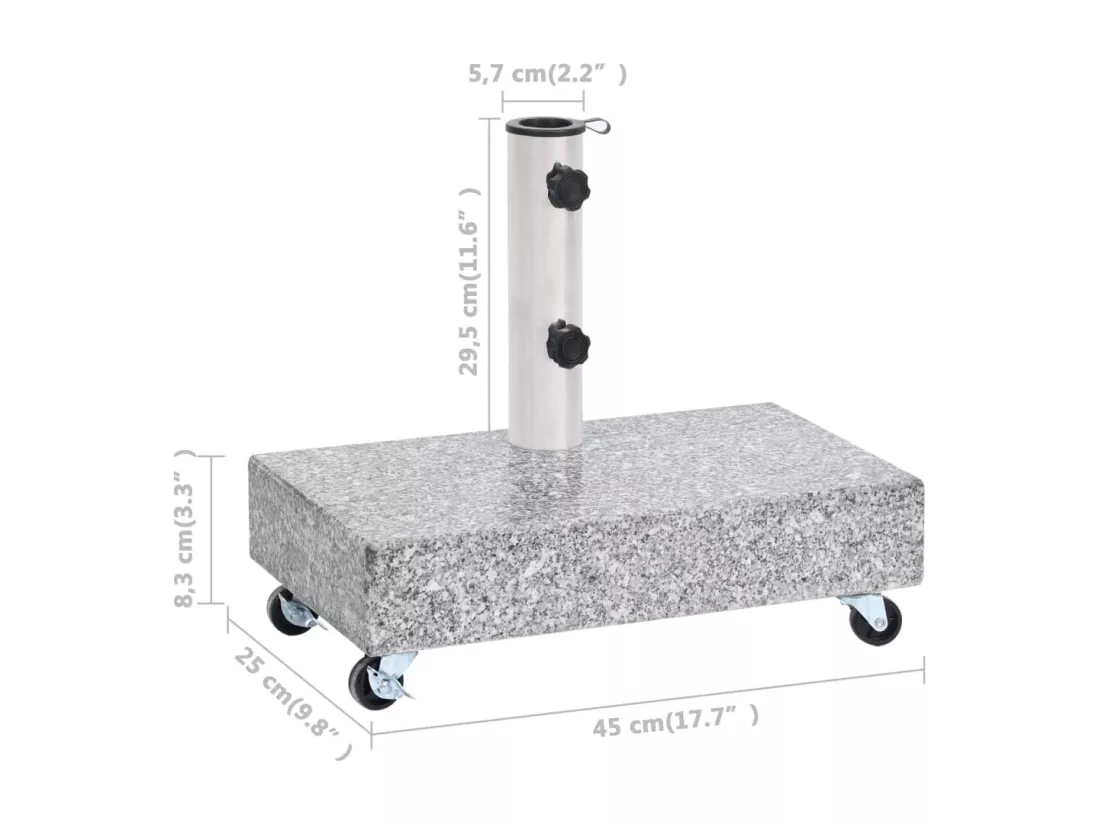 Socle de parasol Gris clair 45x25x8,3 cm Granite