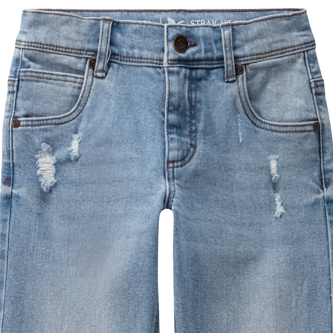 Jonas Nielsen Jungen Straight-Jeans mit Destroyed-Effekten hellblau